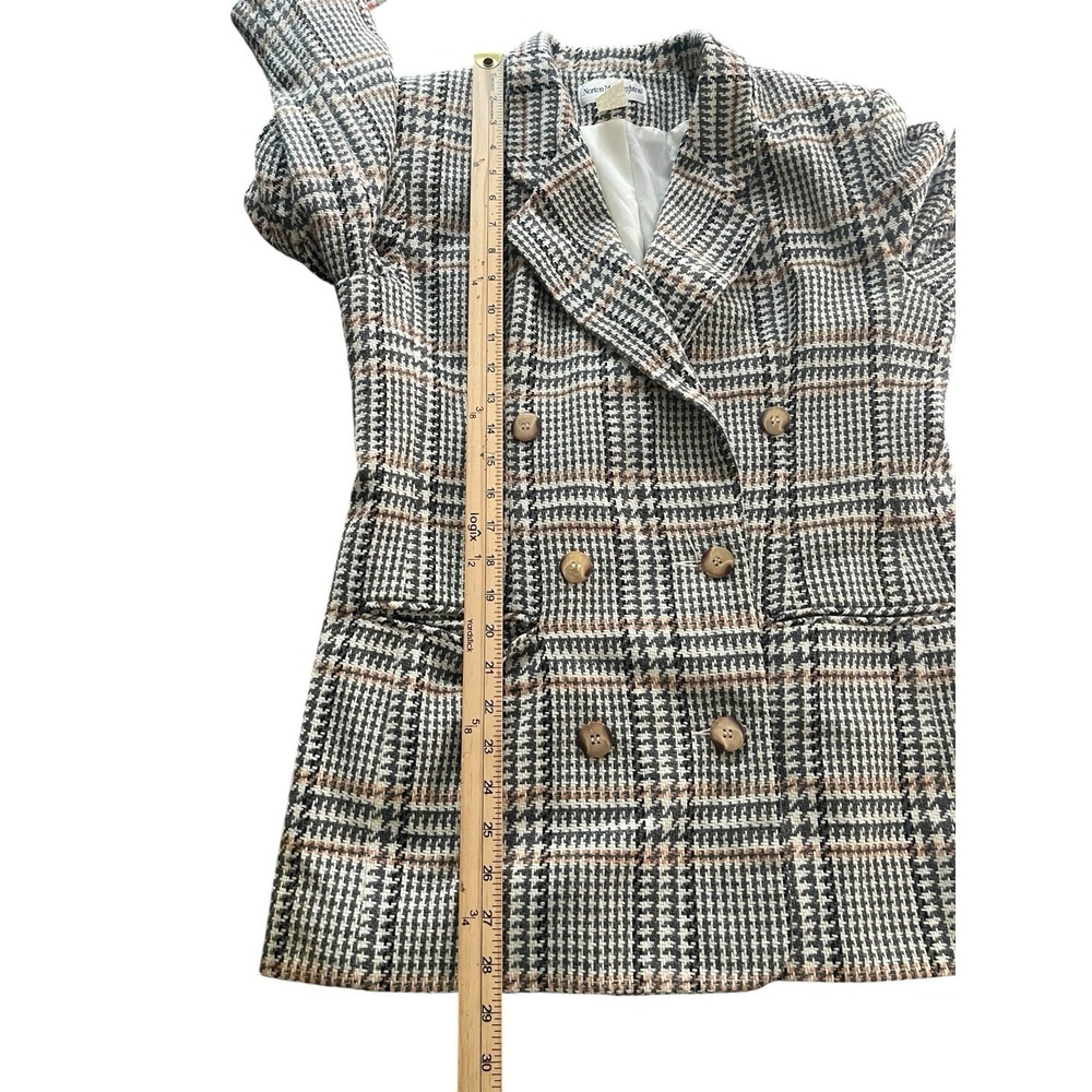 Vintage Norton McNaughton Blazer Sz 6 Wool Plaid Double Breasted Jacket - Picture 3 of 9